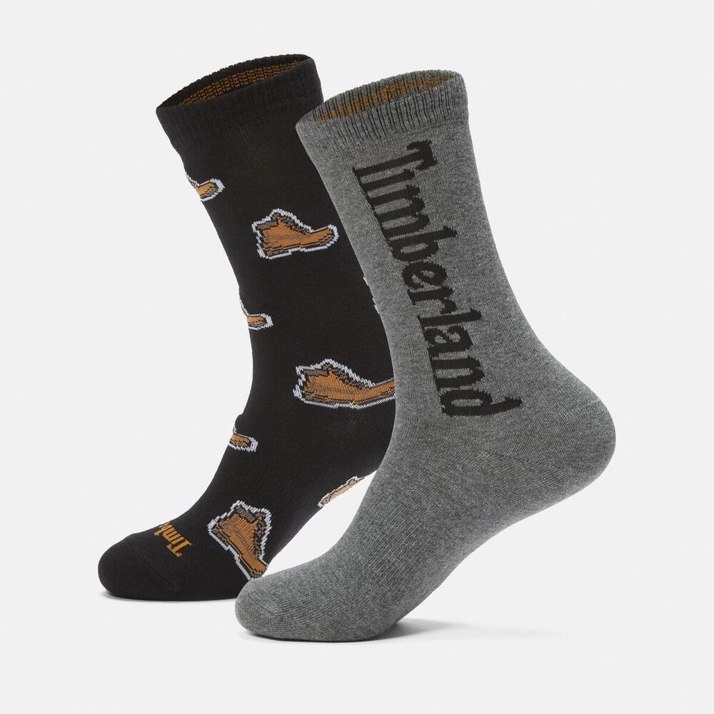 2 Pack Boot Print Crew Socks
